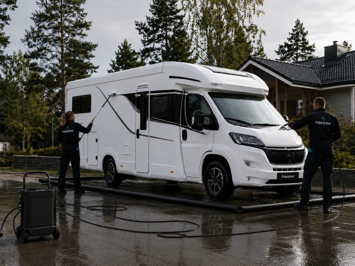 Husbil som handtvättas av Polarshine